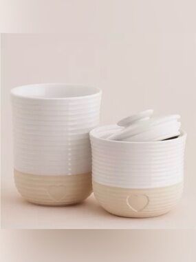 Mason Cash Rustic Charm Stoneware Utensil Jar & Storage Jar Set French Country